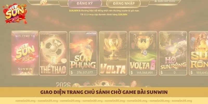 Giao diện trang chủ sảnh chờ Game Bài Sunwin